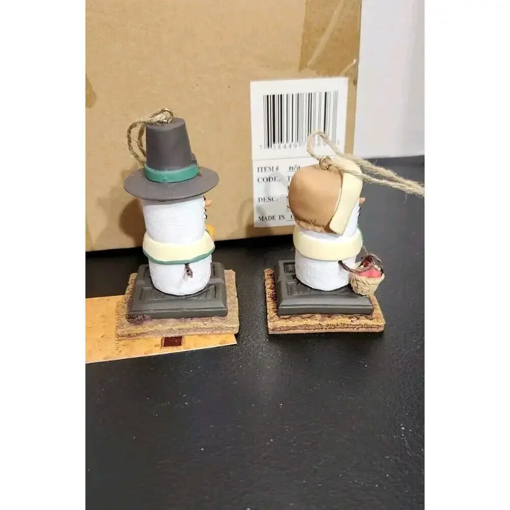 S'mores Original‎ Midwest of Cannon Falls Marshmallow Pilgrims (2) Ornament New
